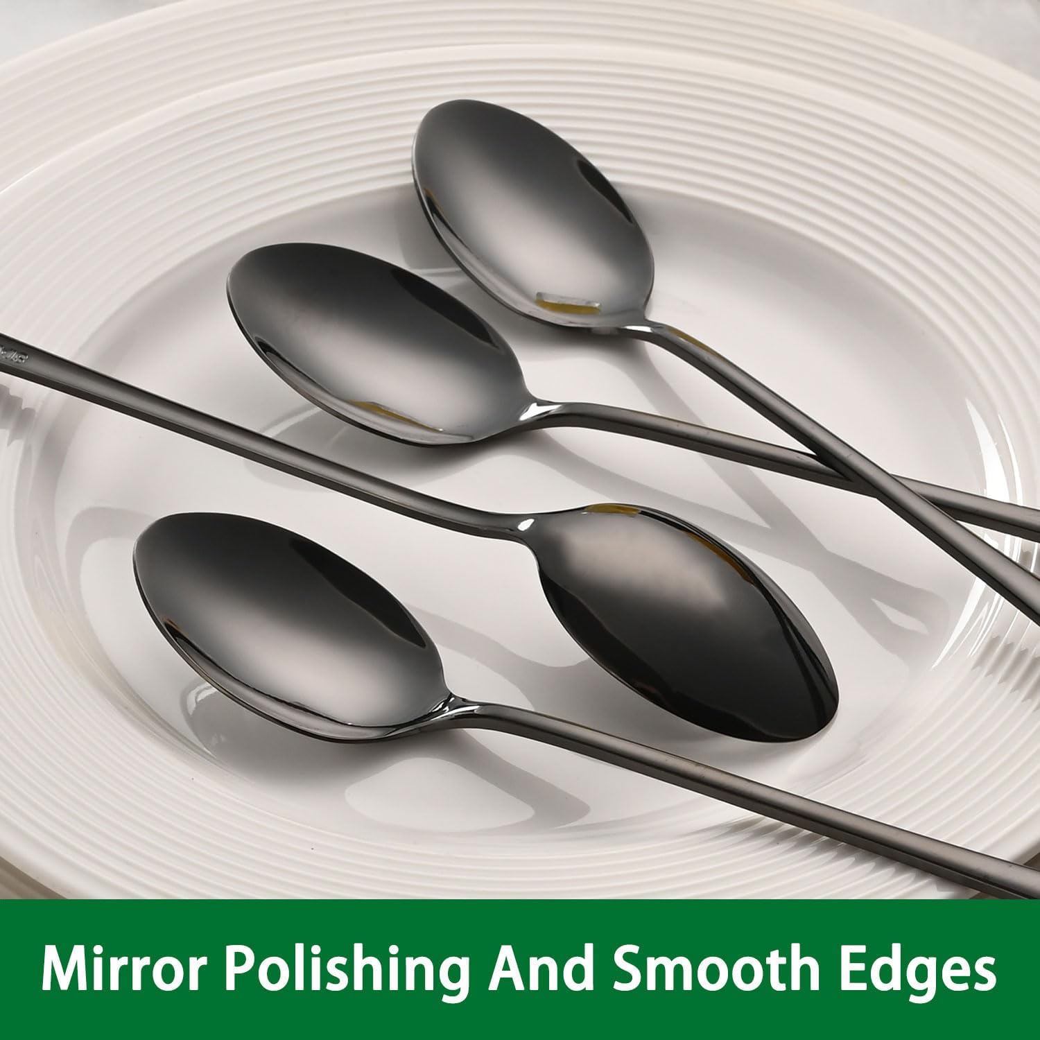7.5 Inches Black Coffee Stirring Spoons Set,Set Of 8 Stanless Steel Iced Teaspoons,Long Handle Mixing Spoons For Cocktail And Sundae,Long Ice Cream Spoons - Image 3