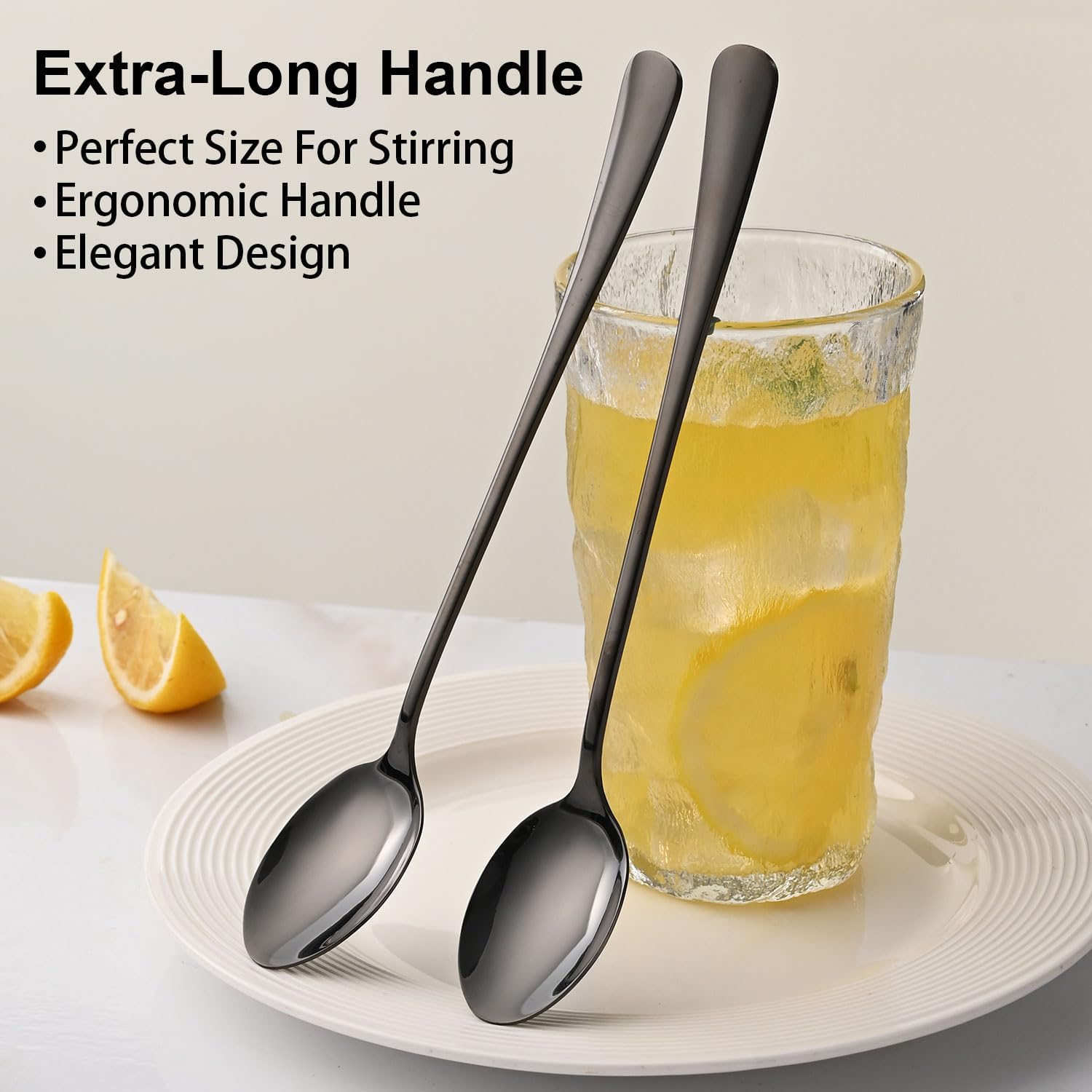 7.5 Inches Black Coffee Stirring Spoons Set,Set Of 8 Stanless Steel Iced Teaspoons,Long Handle Mixing Spoons For Cocktail And Sundae,Long Ice Cream Spoons - Image 4
