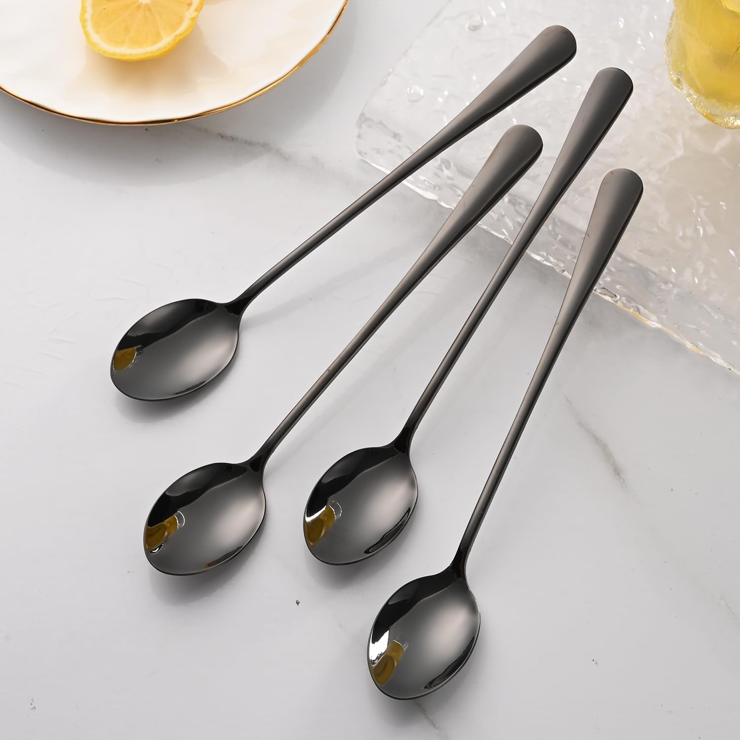 7.5 Inches Black Coffee Stirring Spoons Set,Set Of 8 Stanless Steel Iced Teaspoons,Long Handle Mixing Spoons For Cocktail And Sundae,Long Ice Cream Spoons - Image 7