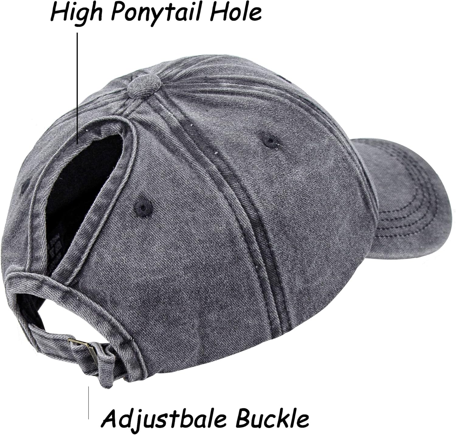Ponytail Baseball Hat Distressed Retro Washed Womens Twill - Image 4
