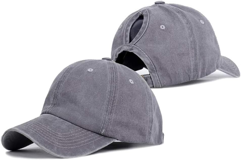 Ponytail Baseball Hat Distressed Retro Washed Womens Twill - Image 5