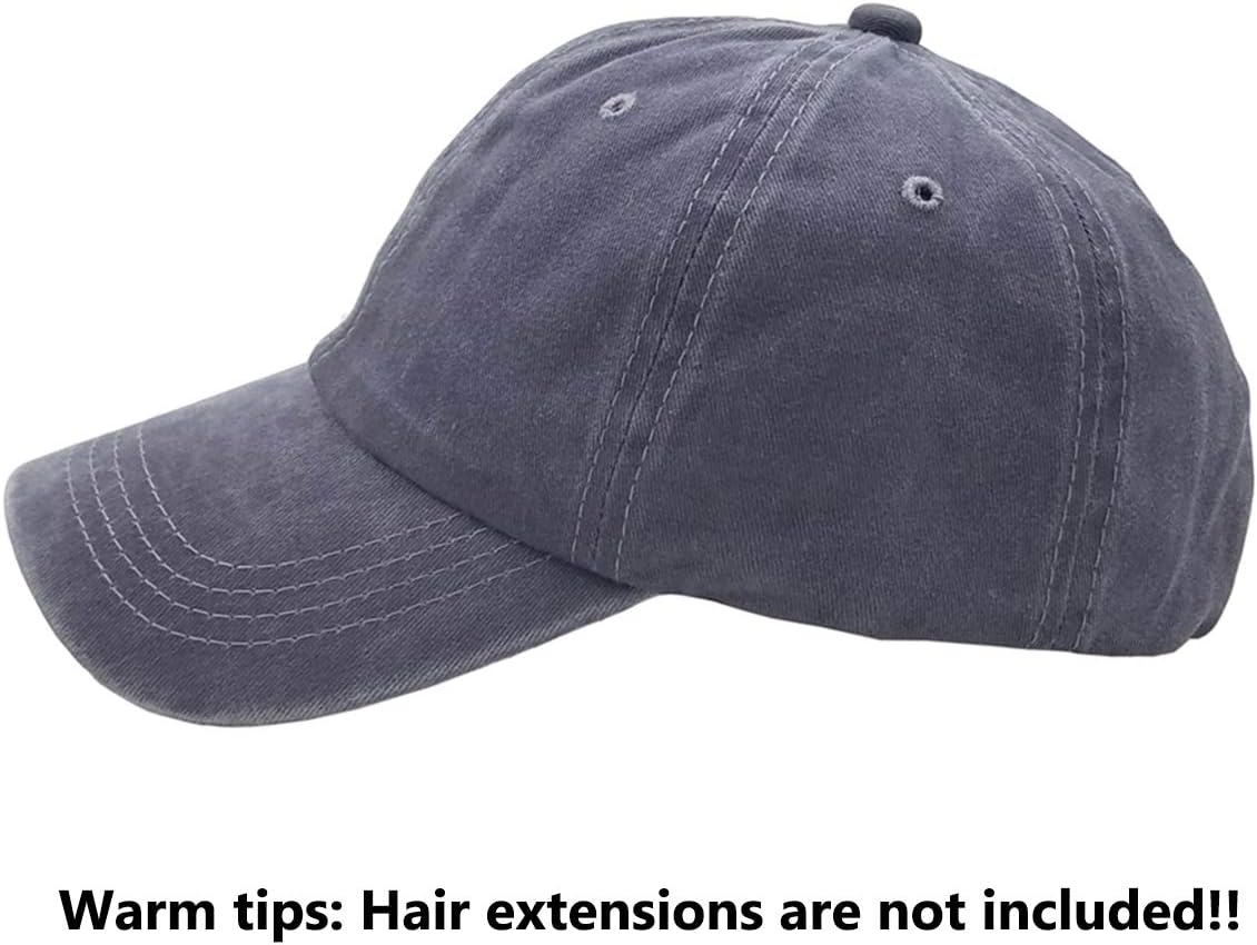 Ponytail Baseball Hat Distressed Retro Washed Womens Twill - Image 6