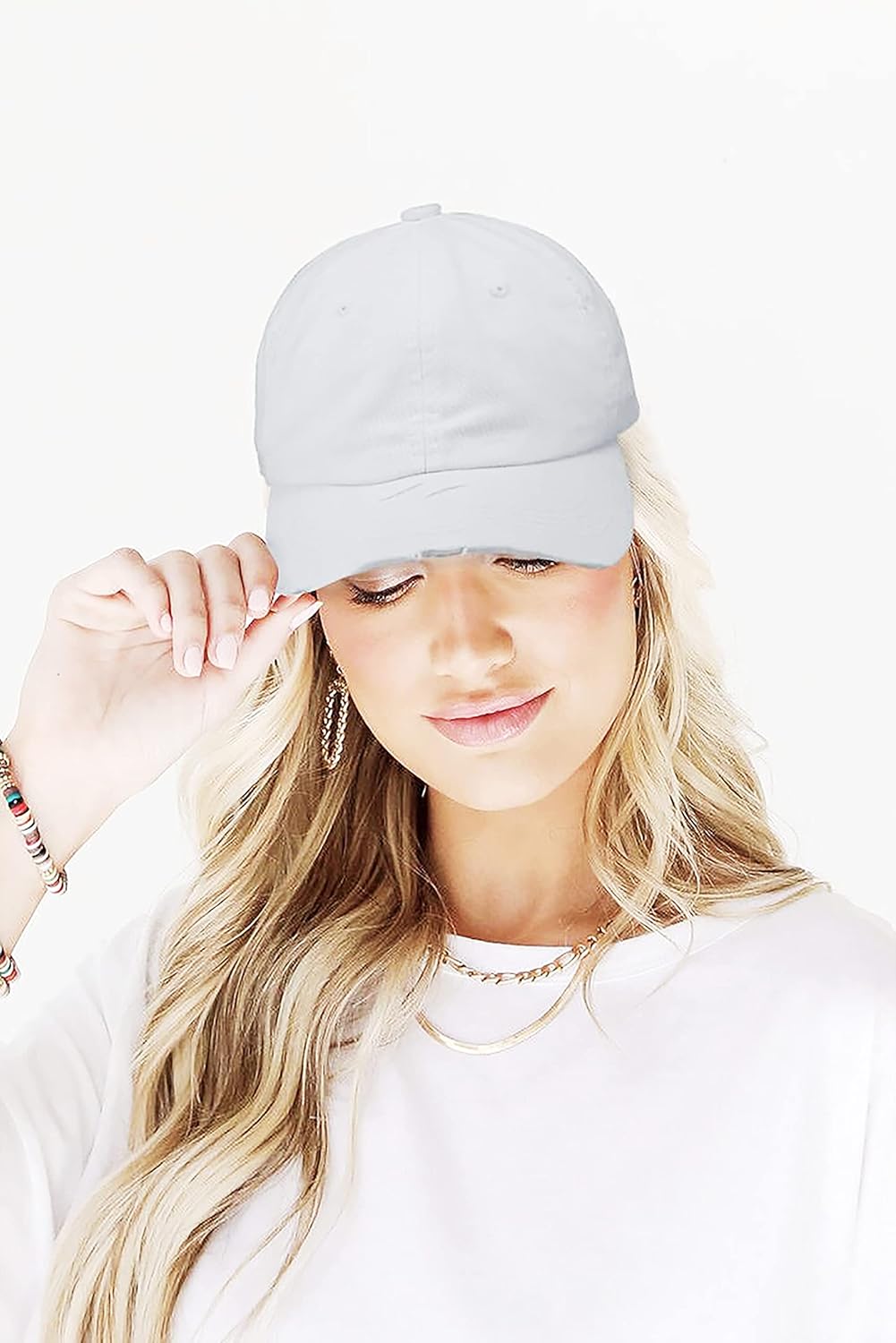 Ponytail Baseball Hat Distressed Retro Washed Womens Twill - Image 6