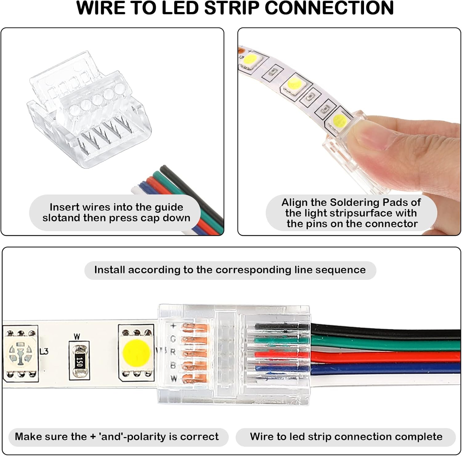 20 Pcs 5 Pin 12 mm LED Strip Connector RGB Lights Waterproof Adapter 22 Awg Wires Connector for Strip Light Unwired Gapless Track 5v 12v 24v - Image 6