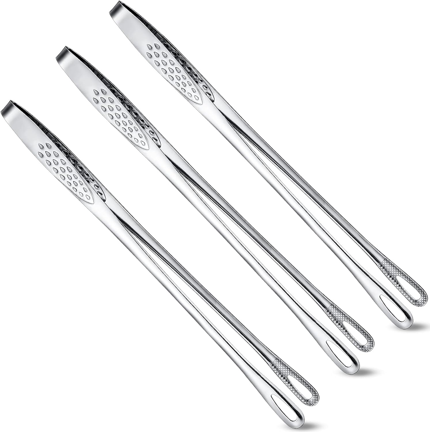 3 Pcs 11 Inches Kitchen Tongs Korean BBQ Tweezers for Cooking Stainless Steel Kitchen Tweezers Grill Food Yakiniku Cooking Clamp Tool for Salad, Fish, Steak, Barbecue, Buffet, Meat - Image 1