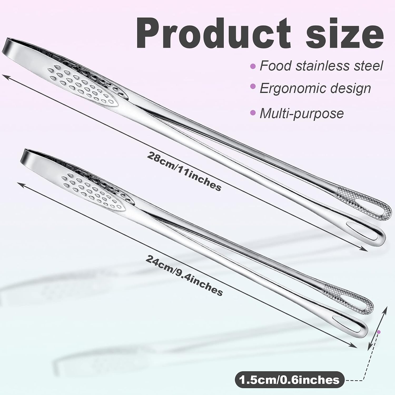 3 Pcs 11 Inches Kitchen Tongs Korean BBQ Tweezers for Cooking Stainless Steel Kitchen Tweezers Grill Food Yakiniku Cooking Clamp Tool for Salad, Fish, Steak, Barbecue, Buffet, Meat - Image 2