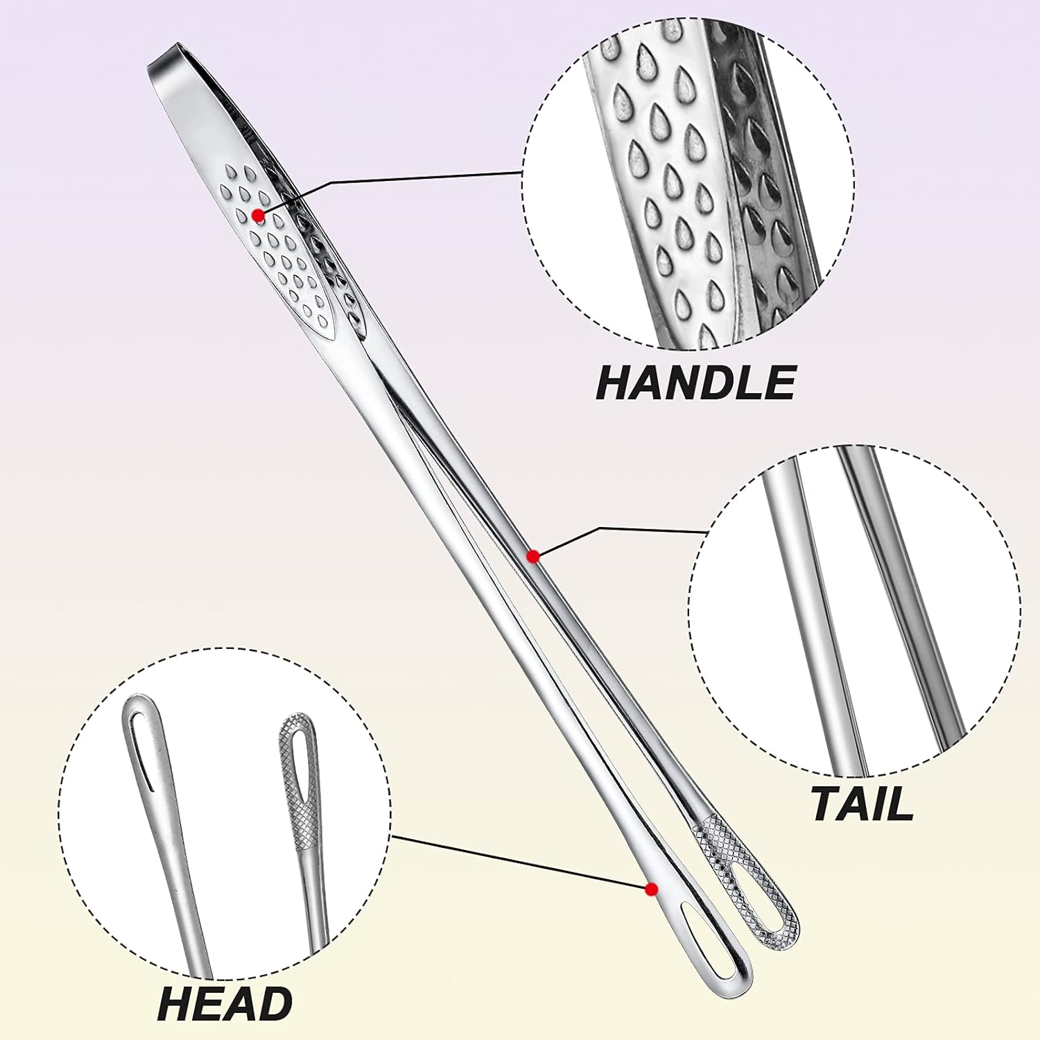 3 Pcs 11 Inches Kitchen Tongs Korean BBQ Tweezers for Cooking Stainless Steel Kitchen Tweezers Grill Food Yakiniku Cooking Clamp Tool for Salad, Fish, Steak, Barbecue, Buffet, Meat - Image 3
