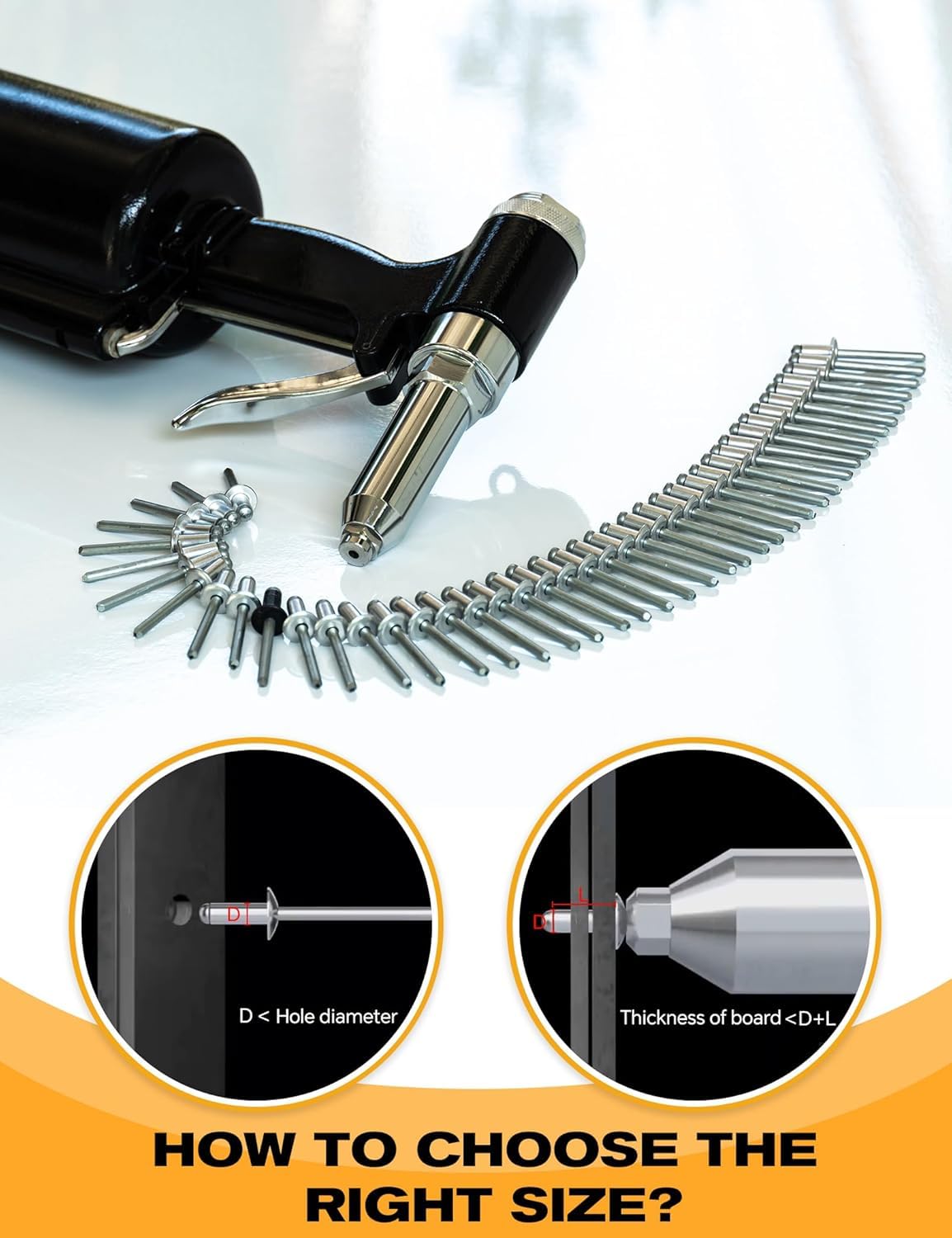 100 PCs 1/8'' x 3/4''Aluminum Blind Rivets, Pack of 100 CT 3.2mm x 20mm Pop Rivets with Aluminum Grip and Steel Mandrel - Image 4