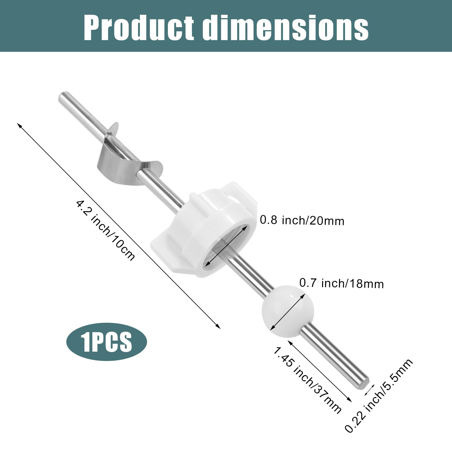 Lavatory Pop Up Center Piece Assembly, Sink Ball Rod/Pivot Rod Replacement Sink Drain Parts Compatible with Price Pfister Pop Up Stopper and Other Popular Brands Replacement for PS2673(White) - Image 2