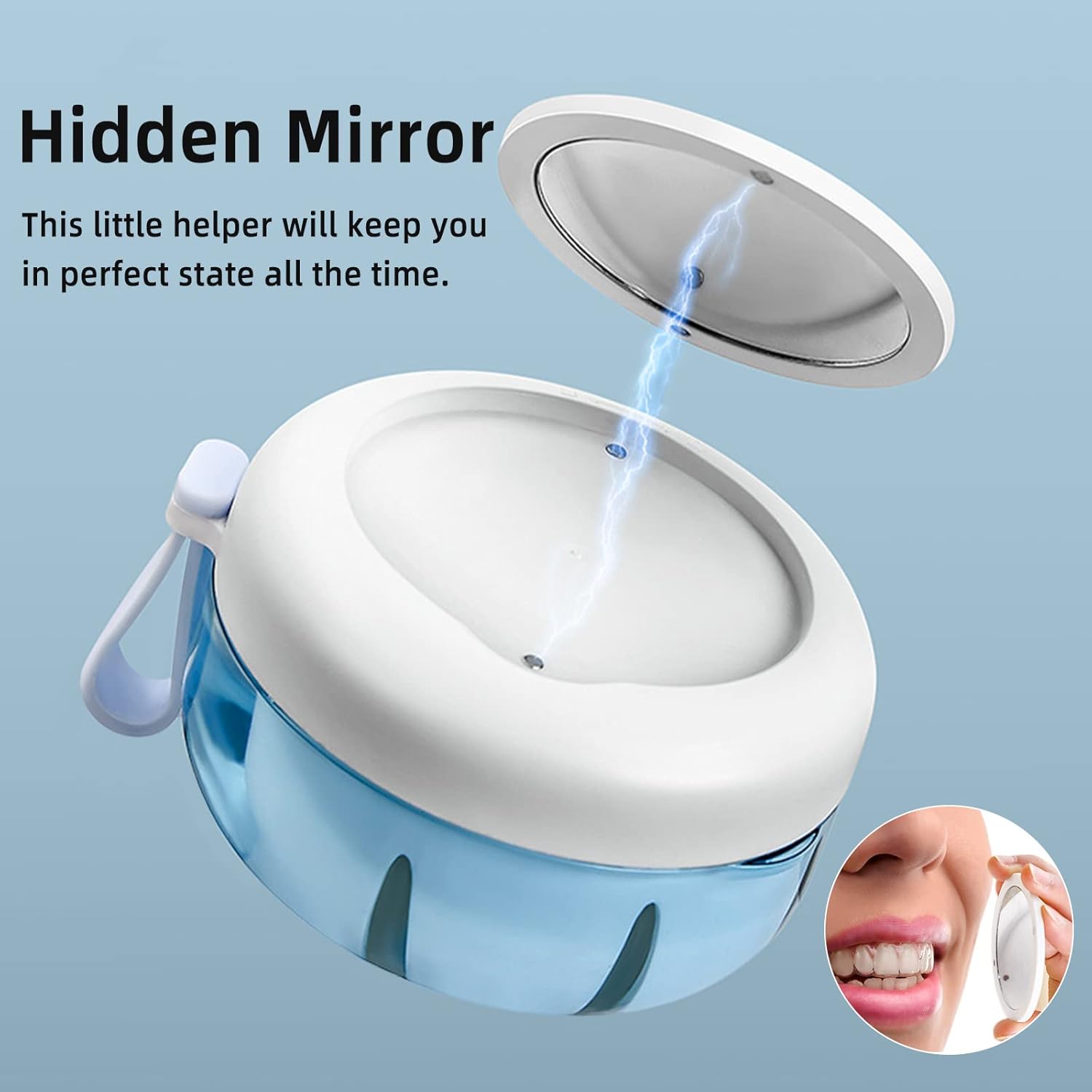 Leak Proof Denture Cup Kit Portable Retainer Case Perfect for Travel, Denture Case Container Cleaning Care for Dentures Aligner Mouth Guard with Denture Brush,Strainer, Removal Tool and Mirror - Image 4