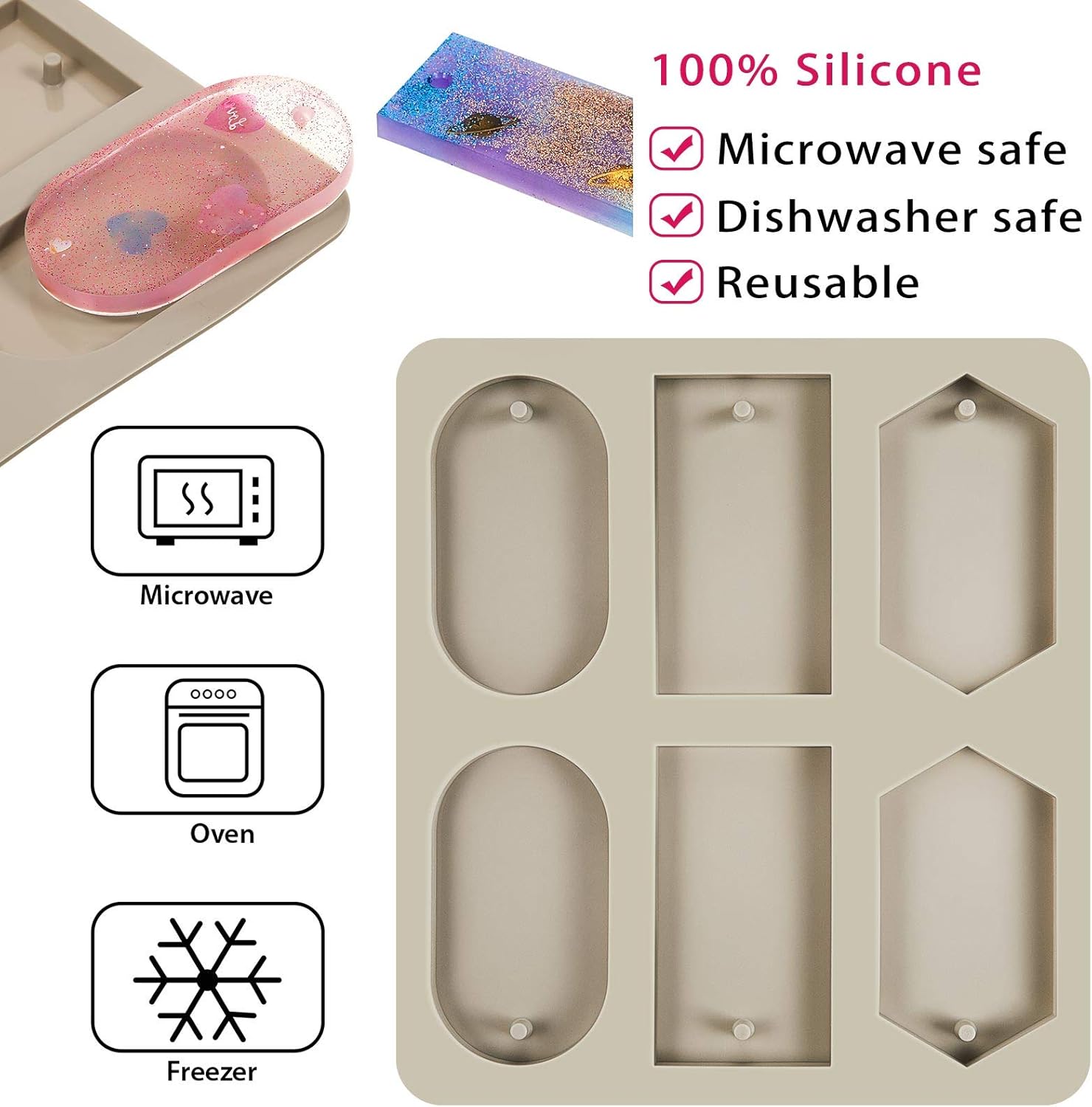 2 Pcs Silicone Wax Melt Molds Silicone Resin Keychain and Wax Sachets Epoxy Casting Jewelry Making Molds with Hanging Holes for DIY Jewelry Handicrafts Making(Stylish Style) - Image 3