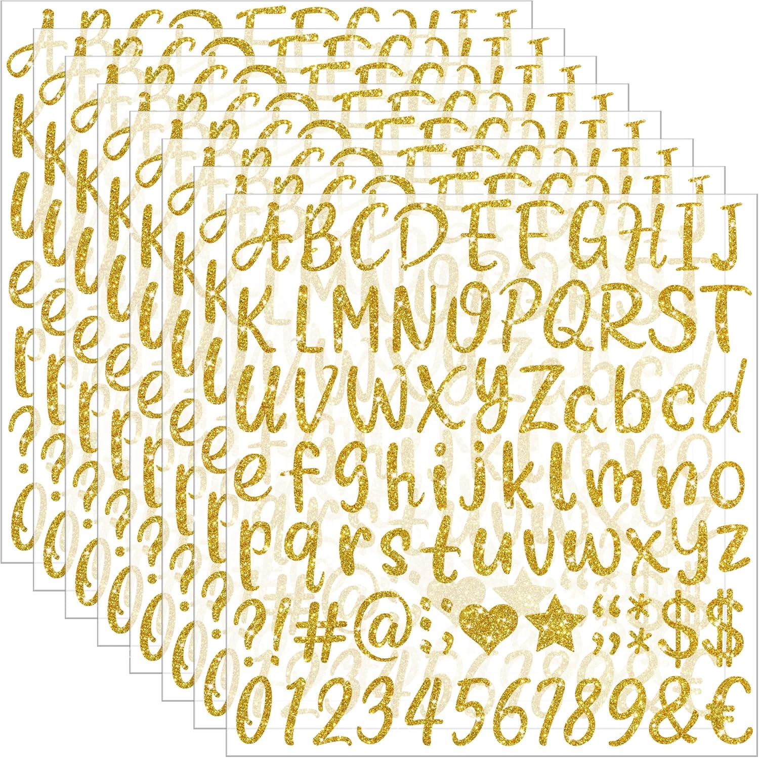 648 PCS Gold Letter Stickers Glitter Alphabet Stickers 1 Inch Self Adhesive Waterproof Vinyl Small ABC Letters for Graduation Cap Water Bottles Cup Mailbox Number Scrapbooking Sign Crafts (8,Gold) - Image 1