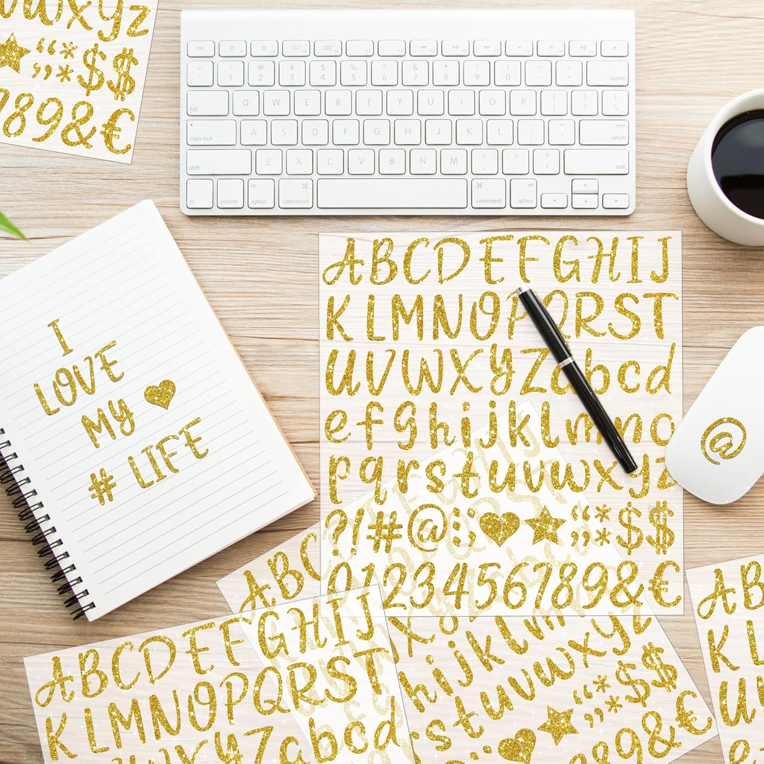 648 PCS Gold Letter Stickers Glitter Alphabet Stickers 1 Inch Self Adhesive Waterproof Vinyl Small ABC Letters for Graduation Cap Water Bottles Cup Mailbox Number Scrapbooking Sign Crafts (8,Gold) - Image 7
