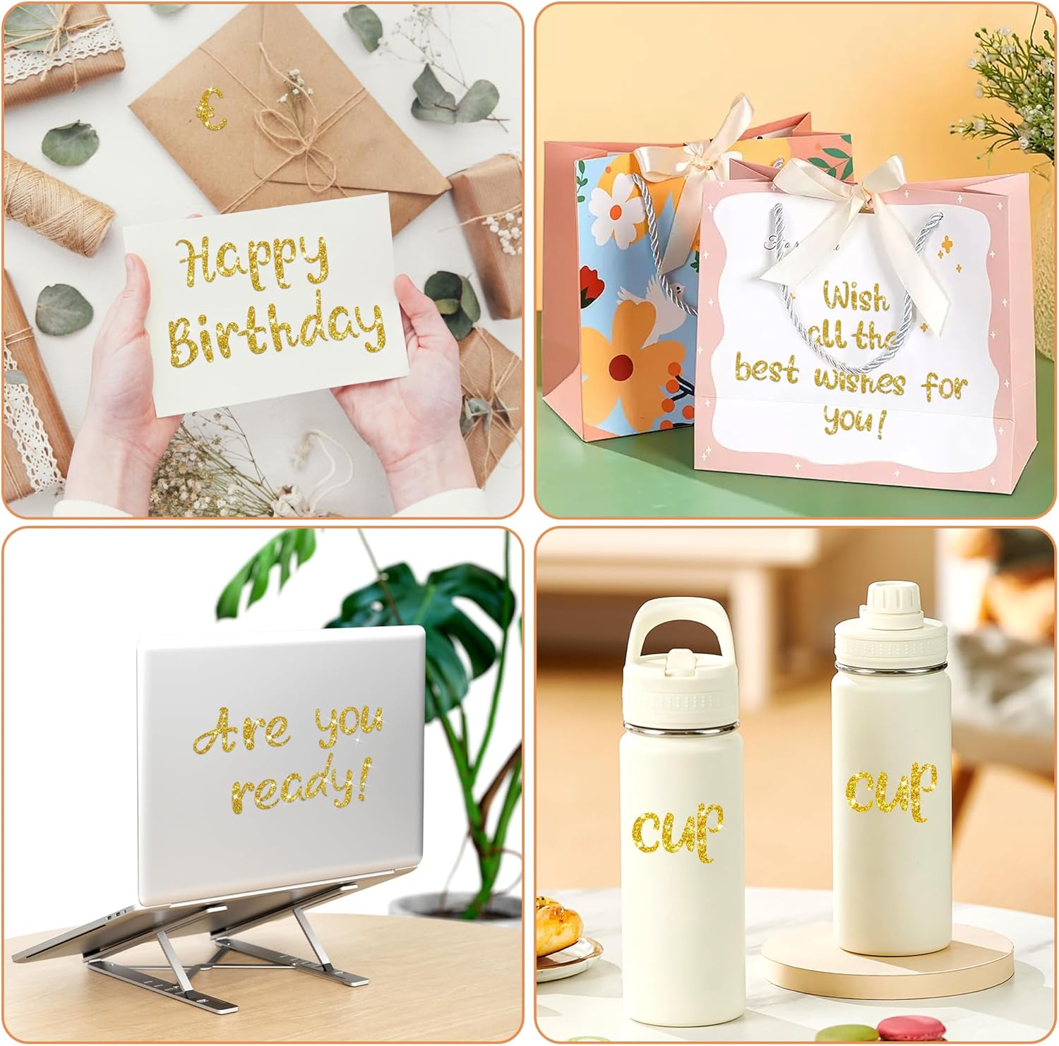 648 PCS Gold Letter Stickers Glitter Alphabet Stickers 1 Inch Self Adhesive Waterproof Vinyl Small ABC Letters for Graduation Cap Water Bottles Cup Mailbox Number Scrapbooking Sign Crafts (8,Gold) - Image 8