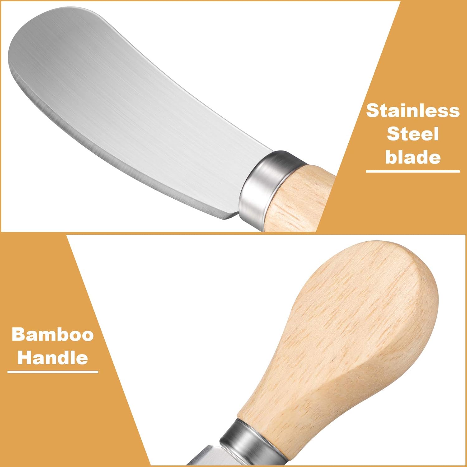 12 Pcs Cheese Spreader Knives Butter Knife Bulk Stainless Steel Butter Spreader Knives with Wooden Handle, Cheese Cake Condiment Knife Set for Sandwich, Cream, Charcuterie, Pastry, 4.7 Inch - Image 4