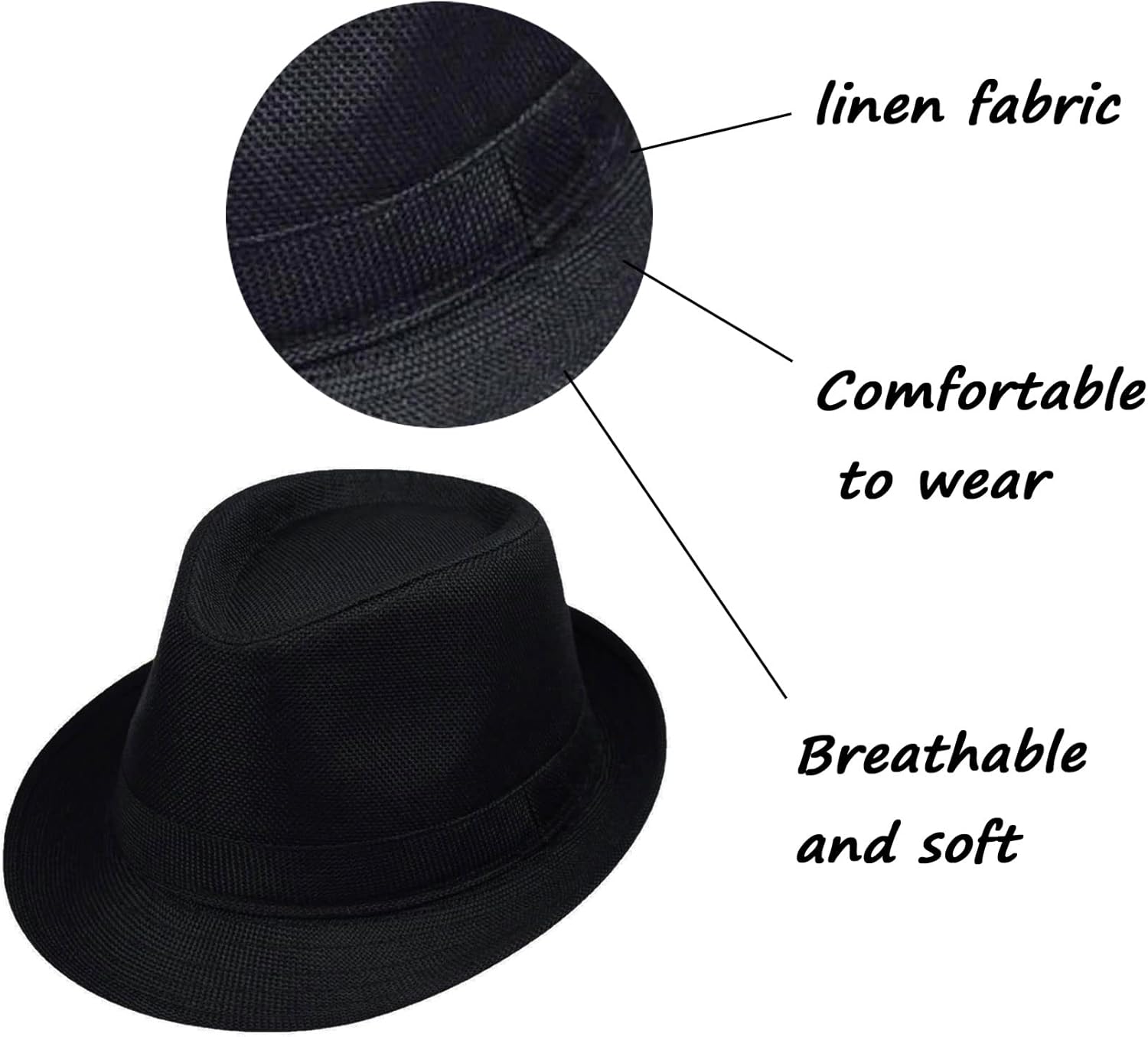 1920s Men Fedora Hat Cap for Men,Manhattan Hat for 1920s Mens Gatsby Costume Accessories - Image 3