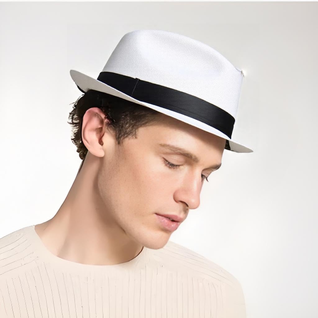 1920s Men Fedora Hat Cap for Men,Manhattan Hat for 1920s Mens Gatsby Costume Accessories - Image 2