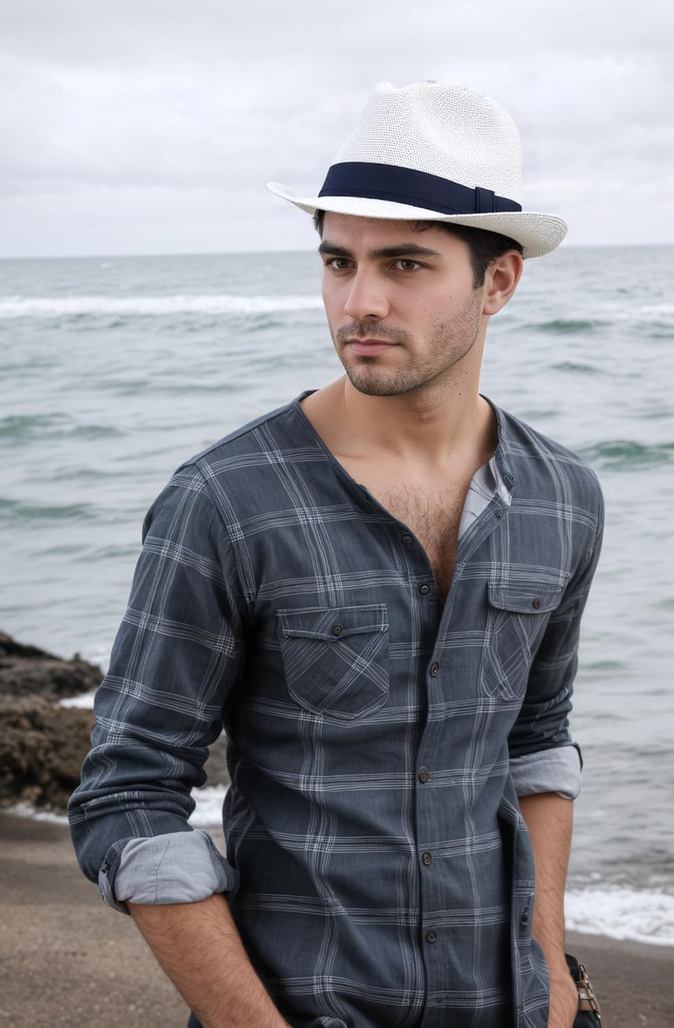 1920s Men Fedora Hat Cap for Men,Manhattan Hat for 1920s Mens Gatsby Costume Accessories - Image 3