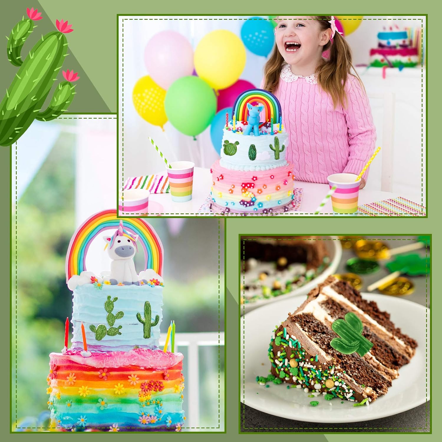 3 Pieces Cactus Silicone Fondant Moulds Cacti Hawaiian Cake Moulds Set for Making Sugar Chocolate Candy Gum Paste Cupcake Cake Decoration Supplies - Image 3