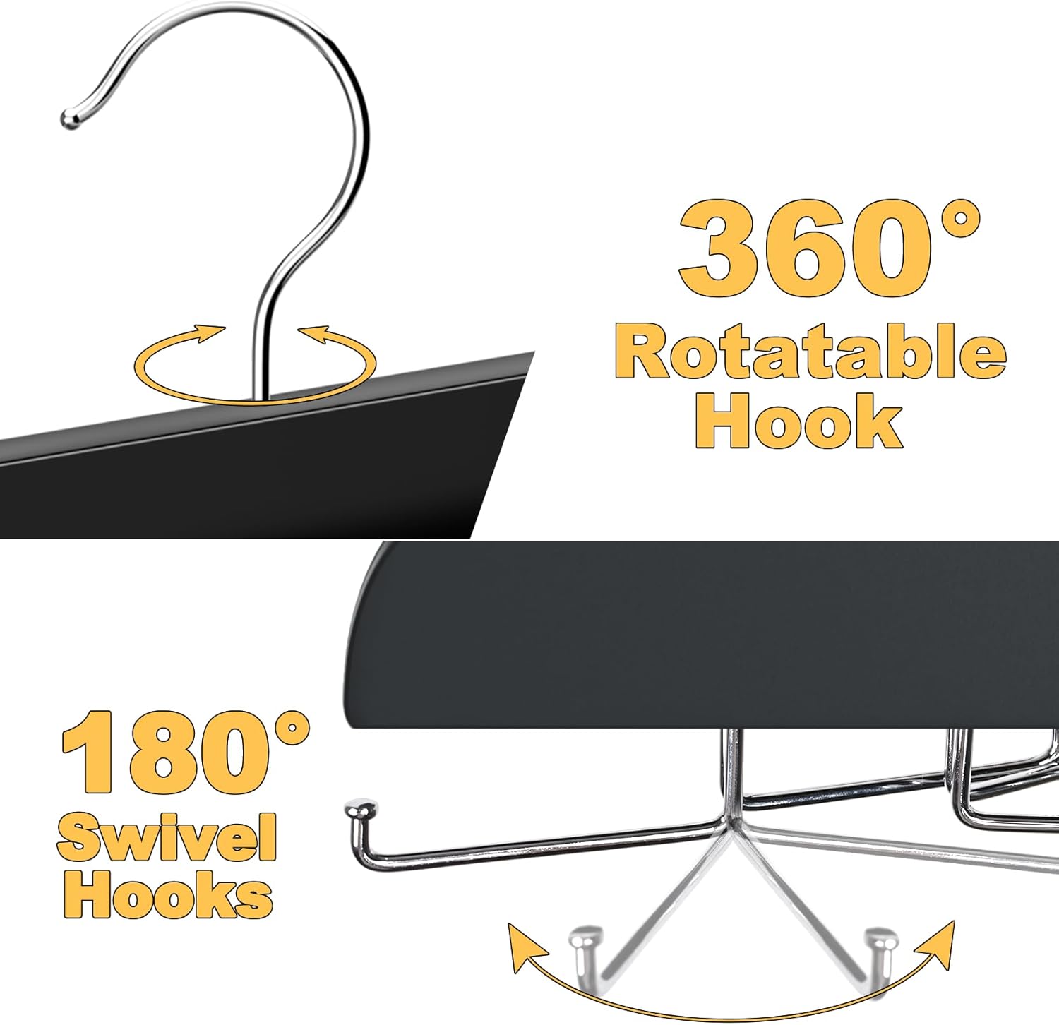 Tank Top Hanger with Premium Wood, 24 Large Capacity, Space Saving,360 Degree Rotating, Foldable Metal Hooks, Tank Tops - Image 2