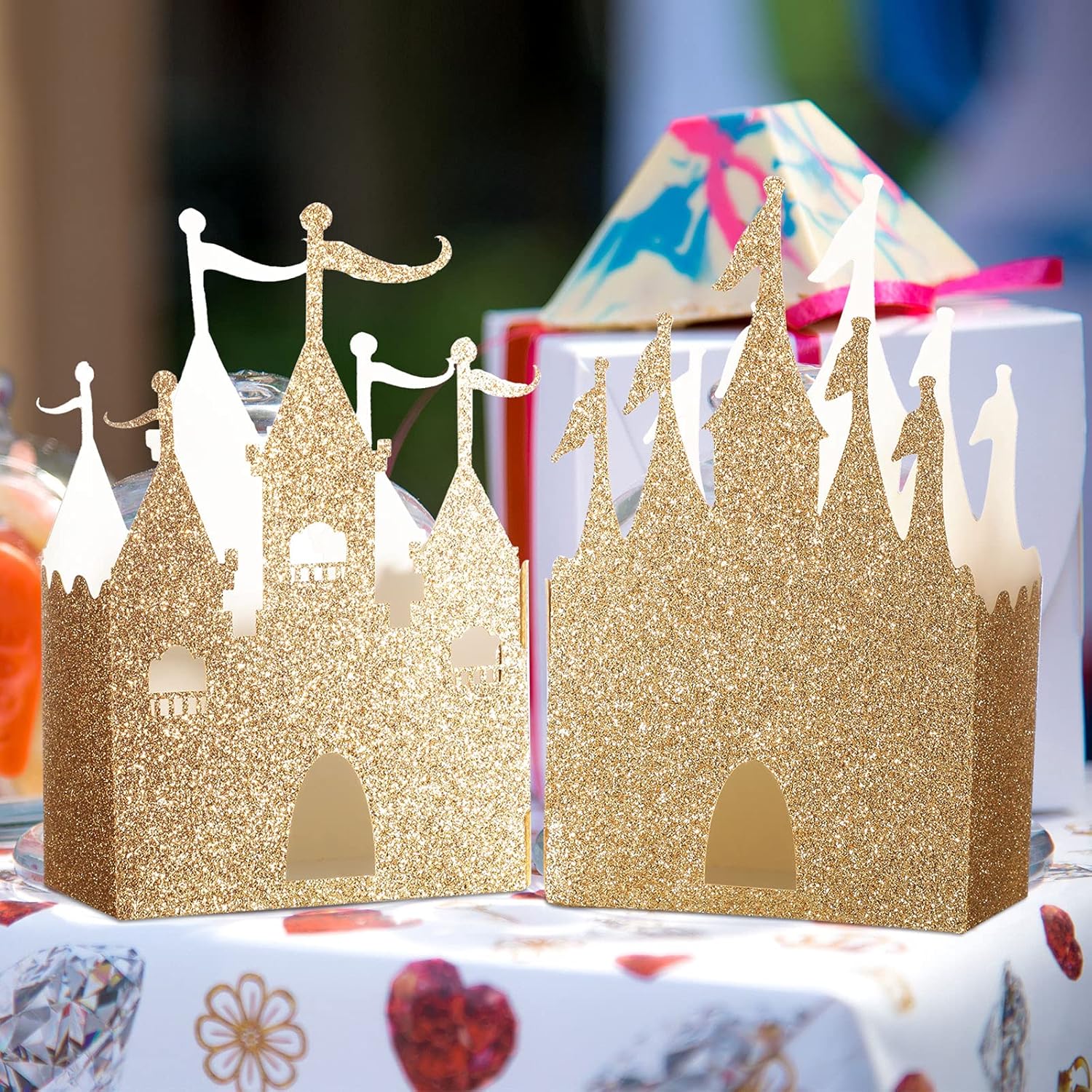 30 Pieces Castle Box Princess Candy Box Glitter Castle Favor Treat Gift Princess Party Decorations Baby Shower Wedding Supplies(Gold) - Image 5