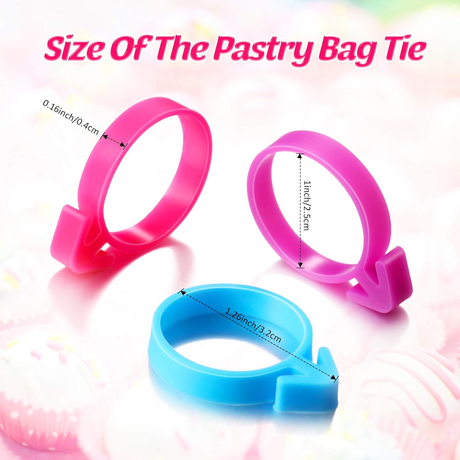 120 Pieces Icing Bag Ties Silicone Decoration Piping Bag Ties for Cupcakes Cookies and Pastry(Rosy, Blue, Purple) - Image 2