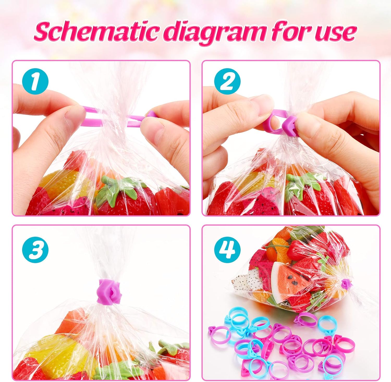 120 Pieces Icing Bag Ties Silicone Decoration Piping Bag Ties for Cupcakes Cookies and Pastry(Rosy, Blue, Purple) - Image 4