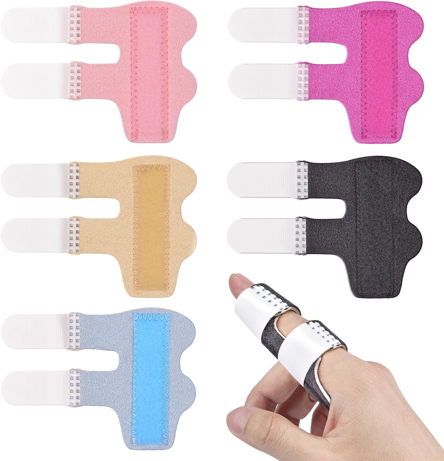 Finger Splint, 5pcs Color Finger Brace Support Stabilizer for Index, Middle, Ring Fingers Straightening Arthritis Knuckle Immobilization - Image 1