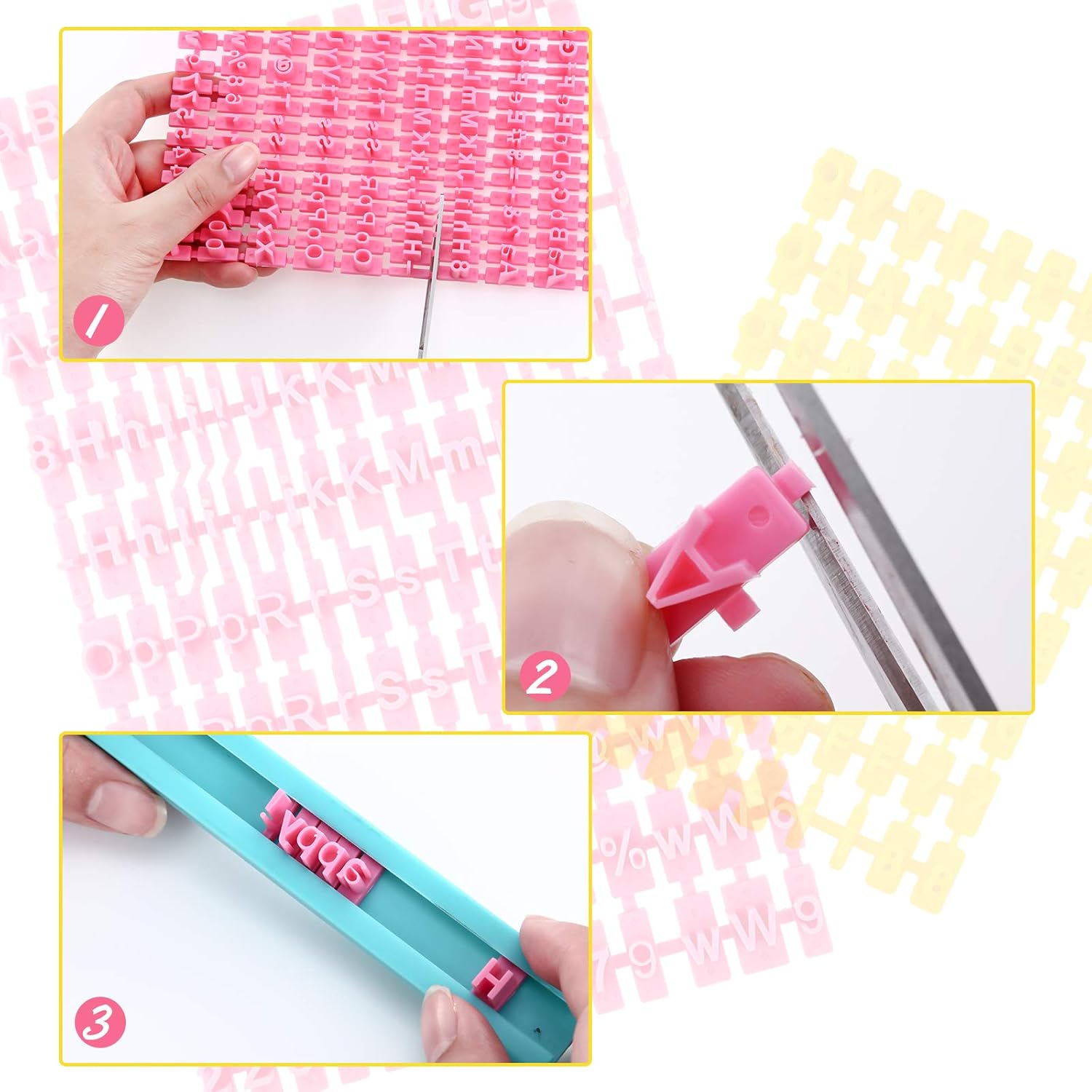 225 Pcs Cookie Letter Number Stamp Set Fondant Clay Biscuit Baking DIY Mini Tool Decorations Alphabet Number Punctuation Embosser Cutters Stamp Including Lower Upper Case Alphabet - Image 2