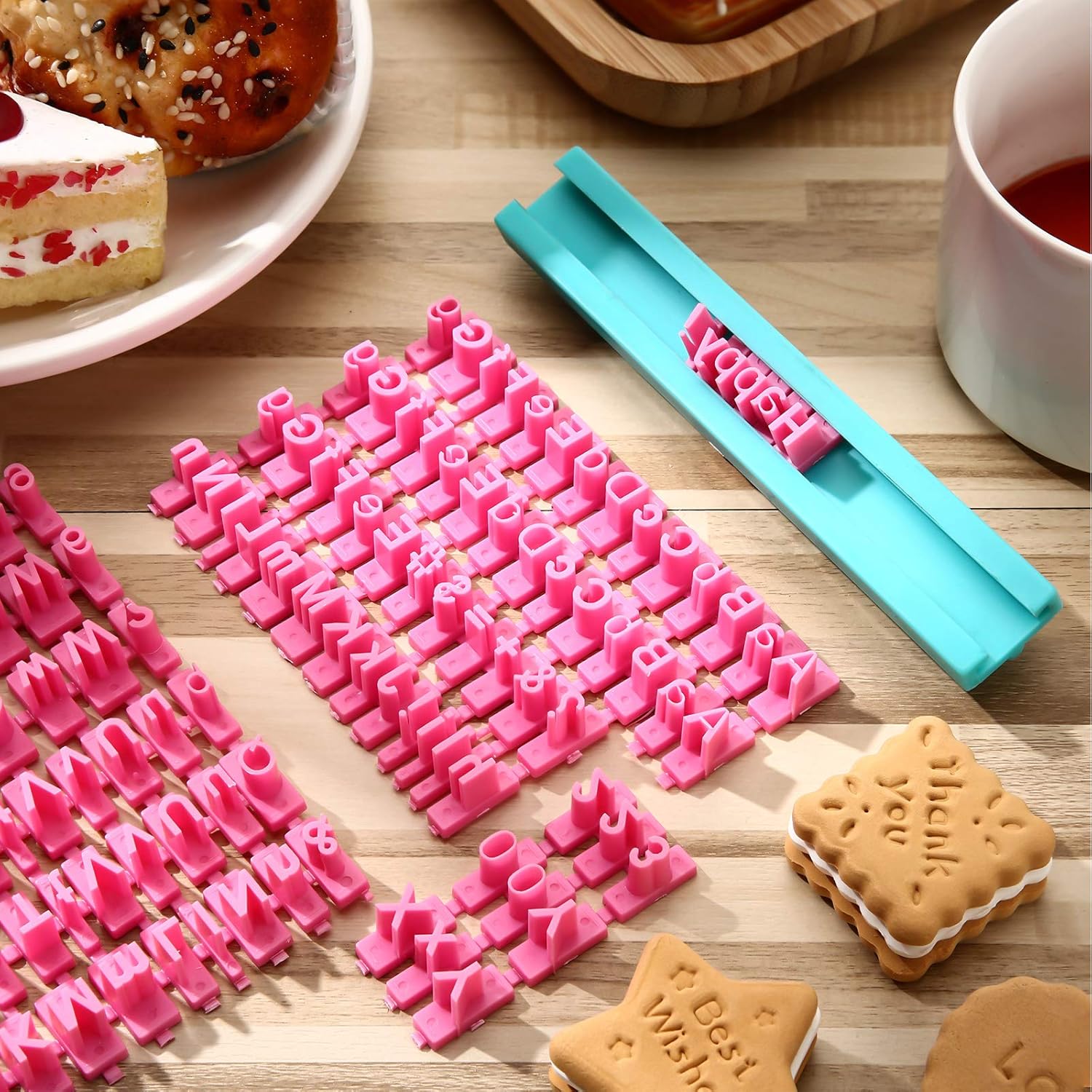225 Pcs Cookie Letter Number Stamp Set Fondant Clay Biscuit Baking DIY Mini Tool Decorations Alphabet Number Punctuation Embosser Cutters Stamp Including Lower Upper Case Alphabet - Image 4
