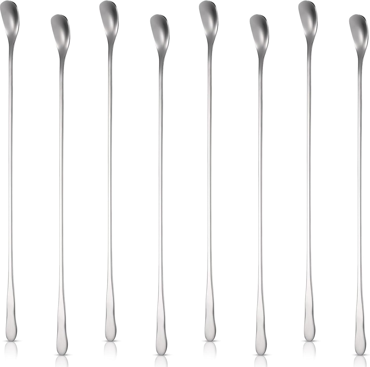 8 Pieces Stainless Steel Coffee Stirring Spoons 7.8 Inch Reusable Coffee Stirrers Long Handle Bar Cocktail Salt Spoons Tiny Swizzle Sticks for Bar Cocktails - Image 1