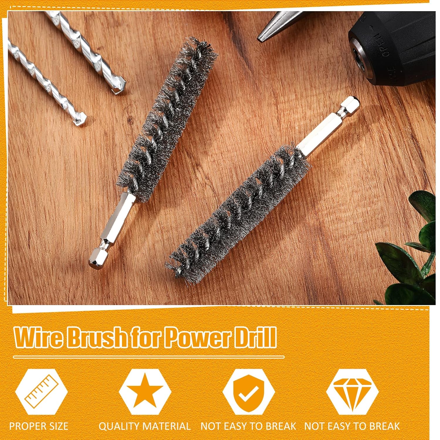 Bore Brush Bristles Wire Brush for Power Drill Cleaning Wire with Hex Shank Handle for Power Drill Cleaning(5 Pieces,Stainless Steel) - Image 4