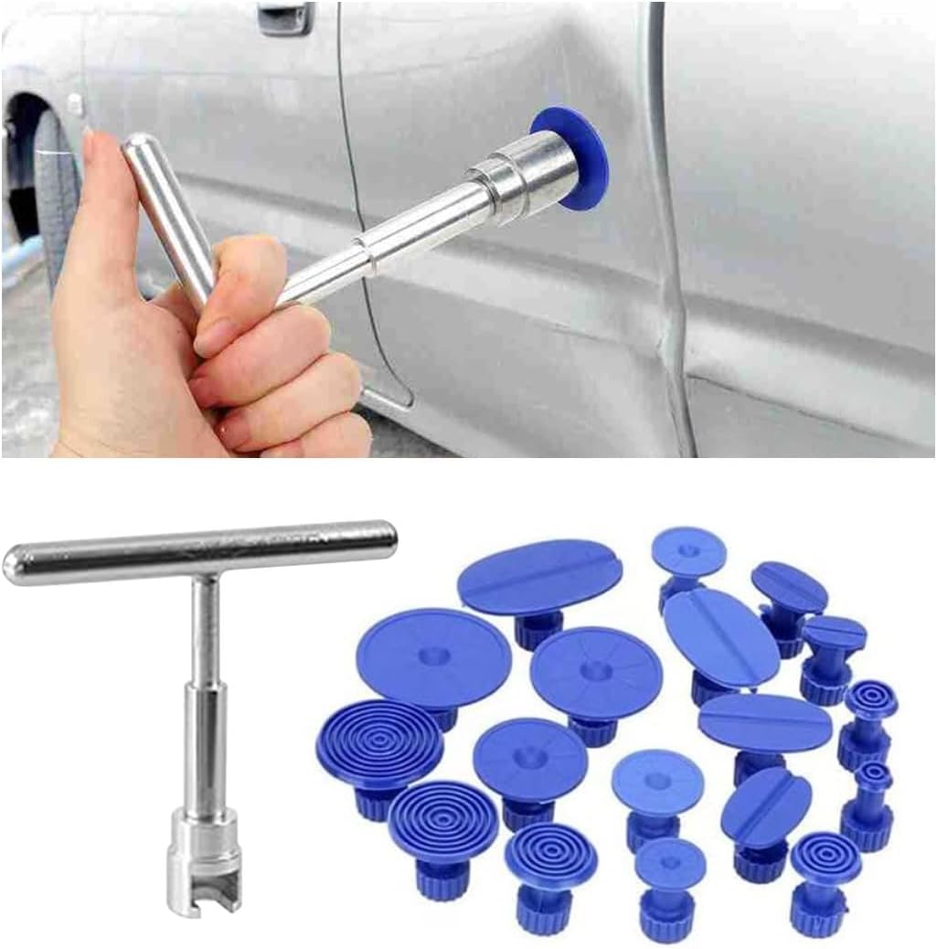 19PCS Car Dent Repair Puller, Paintless Dent Repair Tool with T-Shaped Puller, Universal Portable Auto Body Repair Puller Kit for Car, Glass, Screen and Tiles - Image 1