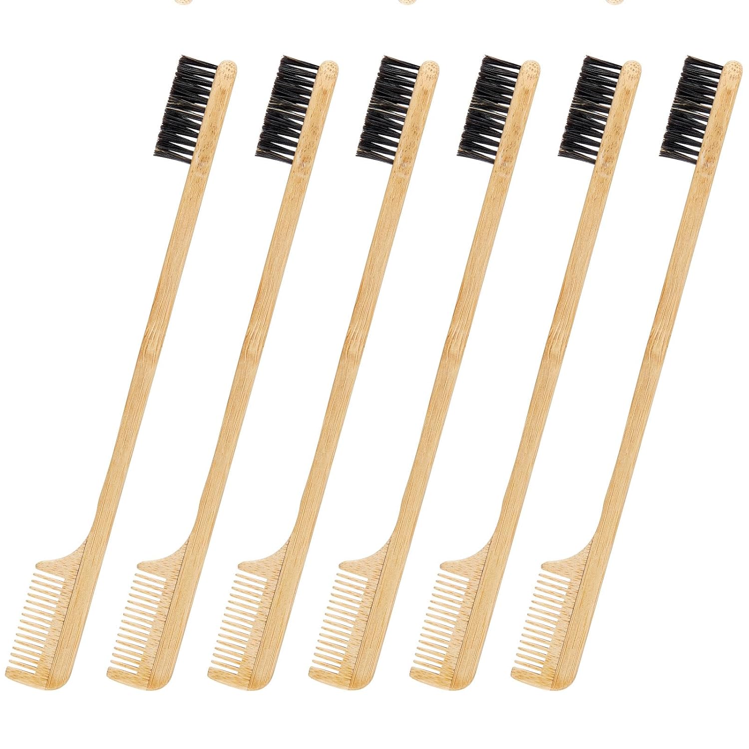 3 Pieces Moustache Comb and Brush Beard Edge Brushes 2-in-1 Sapling Wood Mustache Comb Gentle Control Bamboo Eyebrow Hair Tool - Image 1