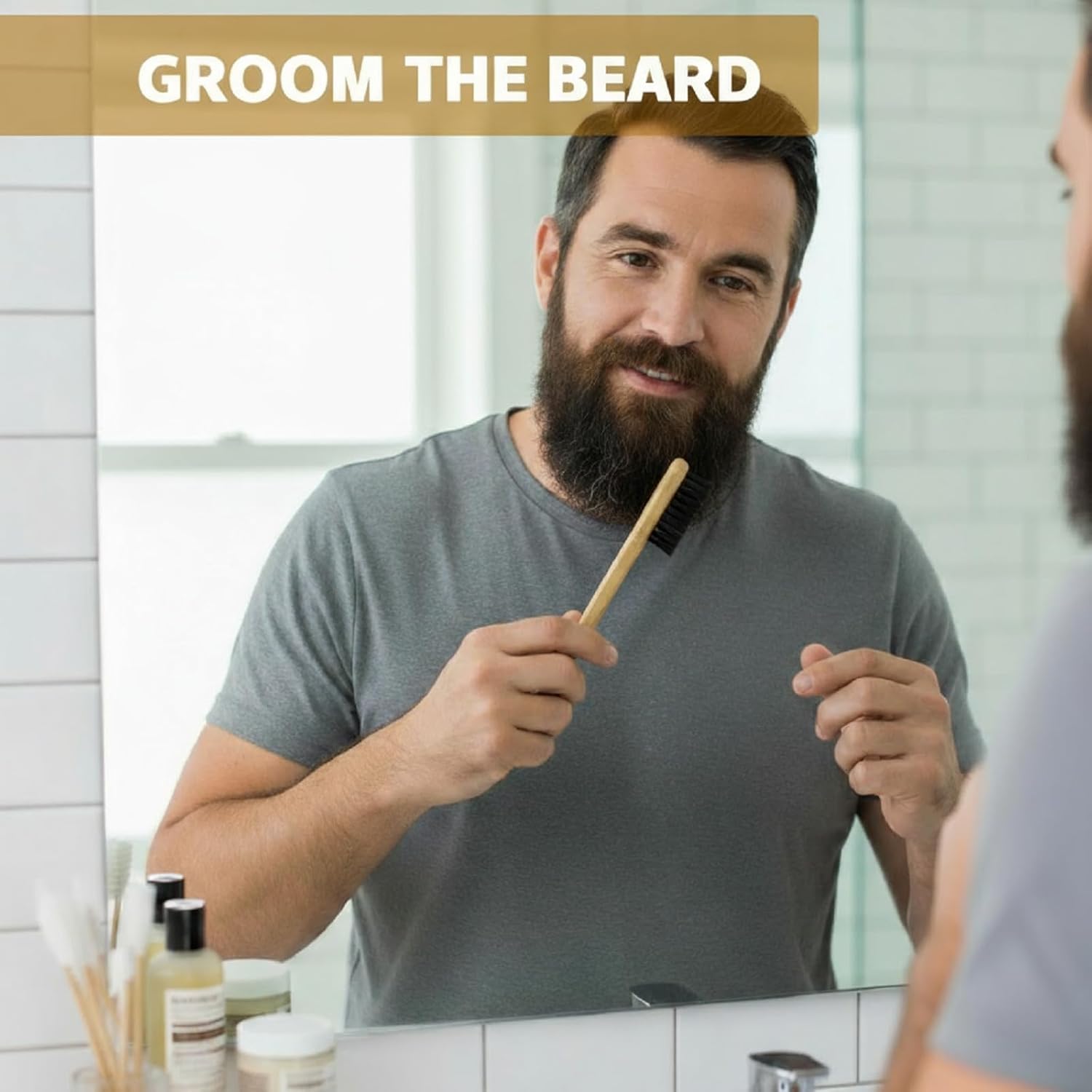3 Pieces Moustache Comb and Brush Beard Edge Brushes 2-in-1 Sapling Wood Mustache Comb Gentle Control Bamboo Eyebrow Hair Tool - Image 4