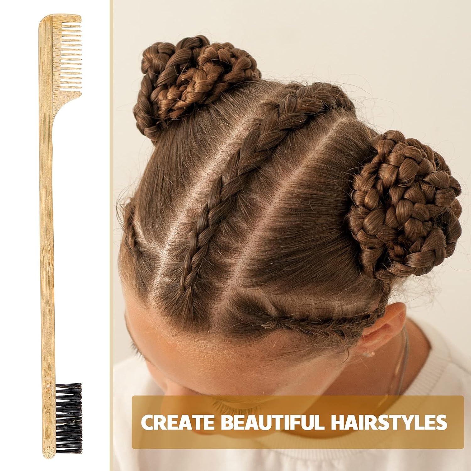 3 Pieces Moustache Comb and Brush Beard Edge Brushes 2-in-1 Sapling Wood Mustache Comb Gentle Control Bamboo Eyebrow Hair Tool - Image 7