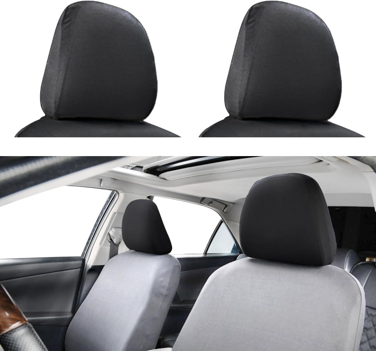 2 Packs Car Headrest Covers, Anti-Dirty Soft Headrest Comfort Seat Cover Protector, All-Season Universal Car Headrest Covers for Interior Decoration & Protection Fits Truck SUV Car - Image 1