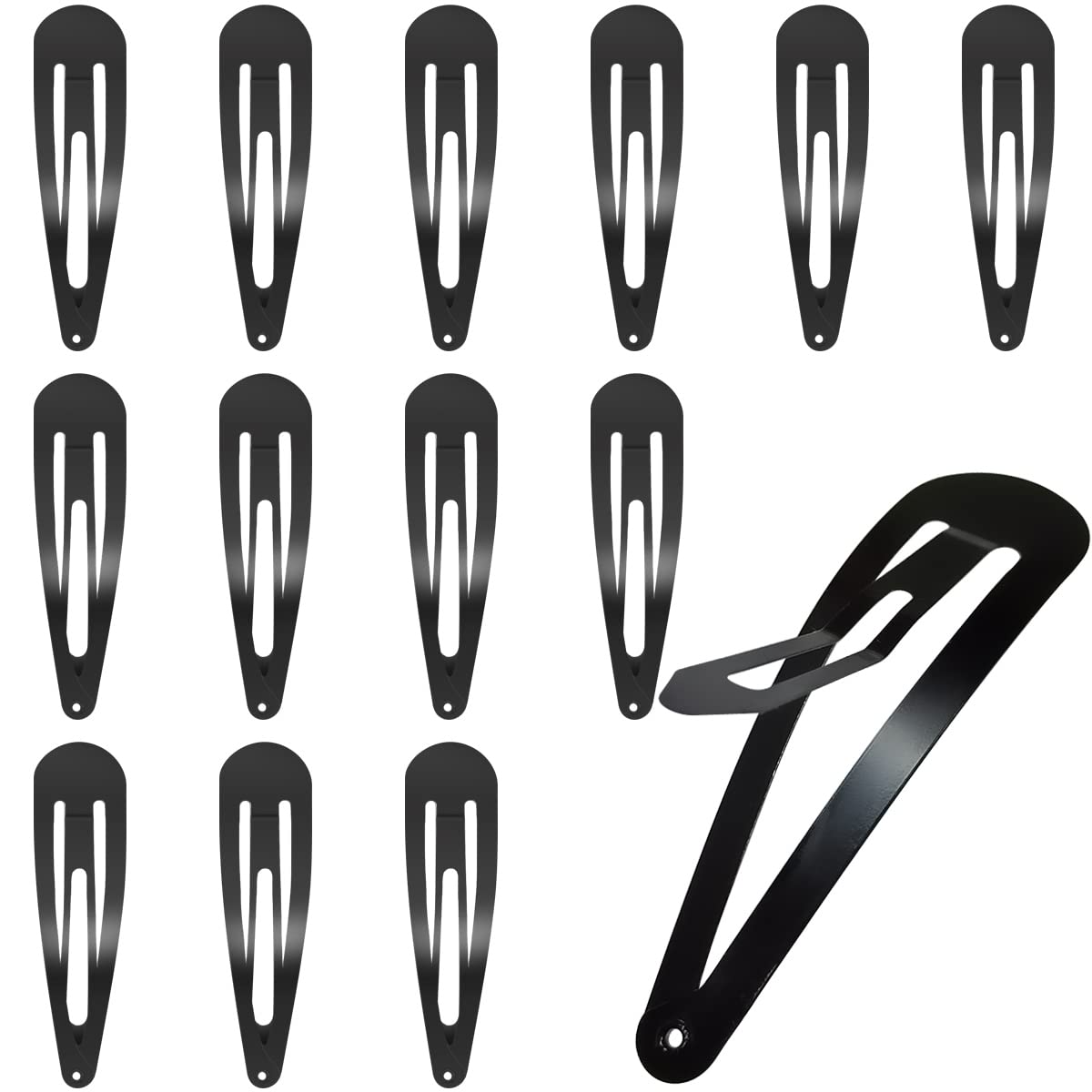 30 Pcs Snap Hair Clips, 3.1 Inch Big Size Barrettes Women No Slip Metal Snap Hair Clips Large Hair Pins(Black) - Image 1