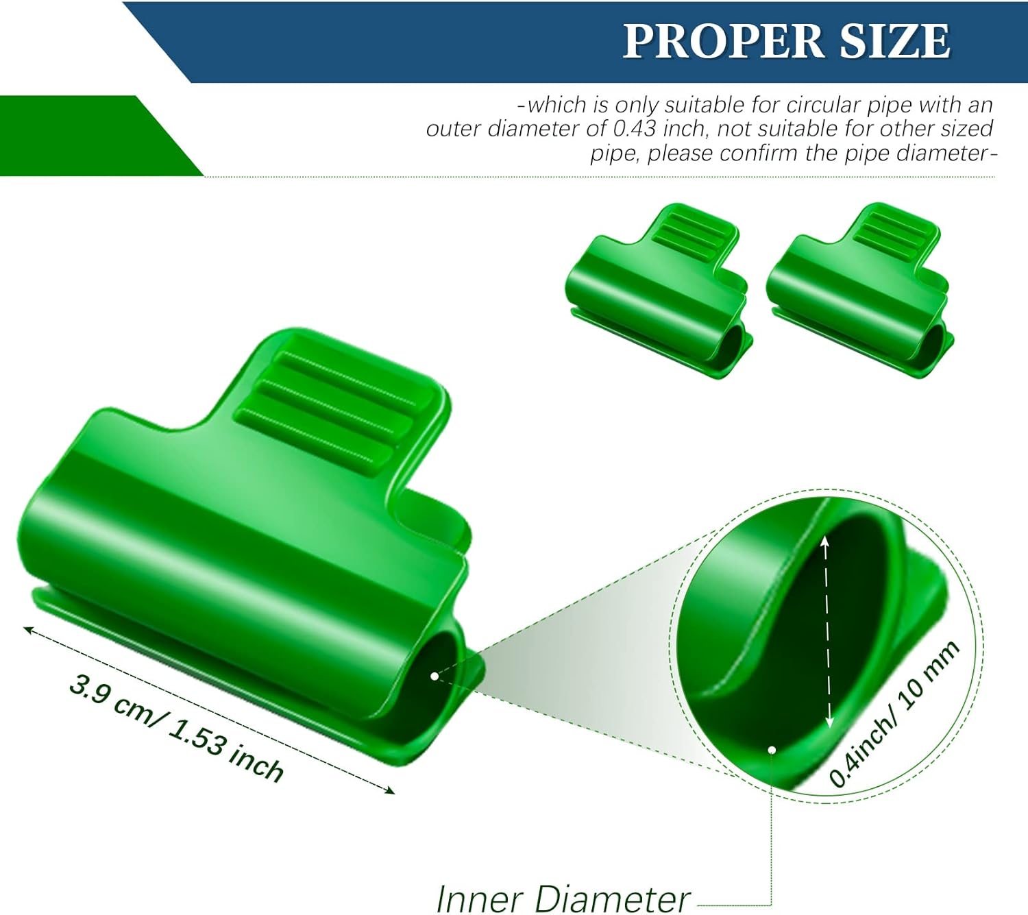 40 Pieces Greenhouse Clamps Film Row Cover Netting Tunnel Hoop Clip Frame Shading Net Rod Clip Greenhouse Film Clamps for Season Plant Extension Support (40 pieces,10 mm) - Image 2