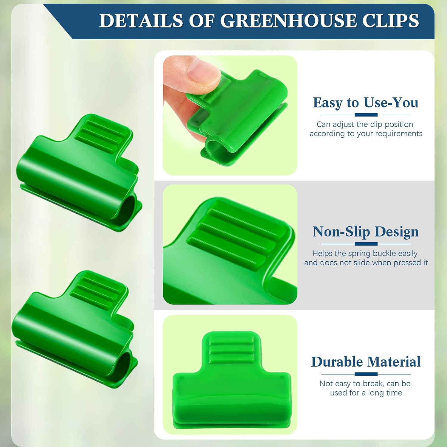 40 Pieces Greenhouse Clamps Film Row Cover Netting Tunnel Hoop Clip Frame Shading Net Rod Clip Greenhouse Film Clamps for Season Plant Extension Support (40 pieces,10 mm) - Image 3
