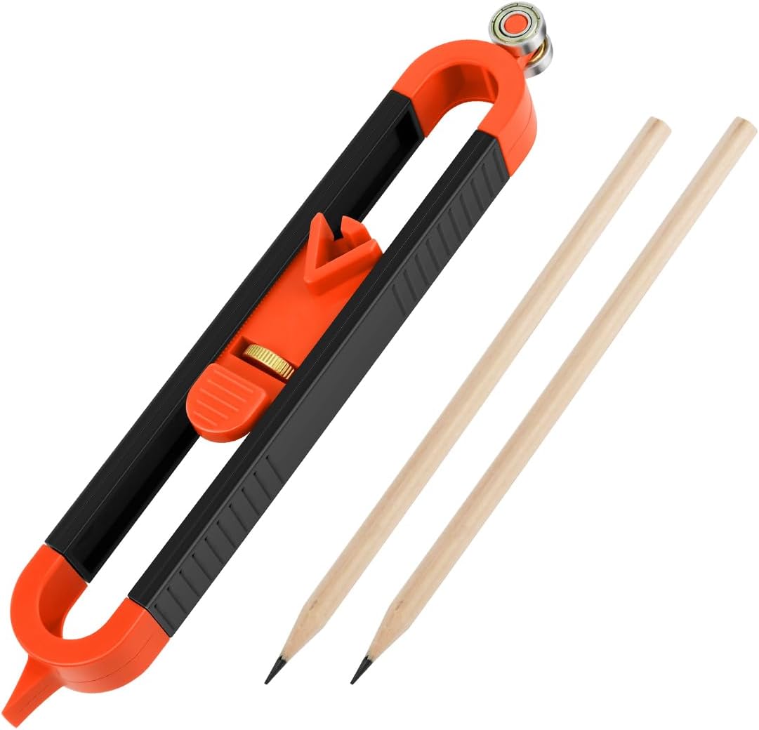 1 Pack Precise Contour Scribe Tool with 2 Pencil, Upgrade Contour Measuring Tool with Adjustable Lock for Woodworking Finish Carpenter, DIY Handyman, Construction - Image 1