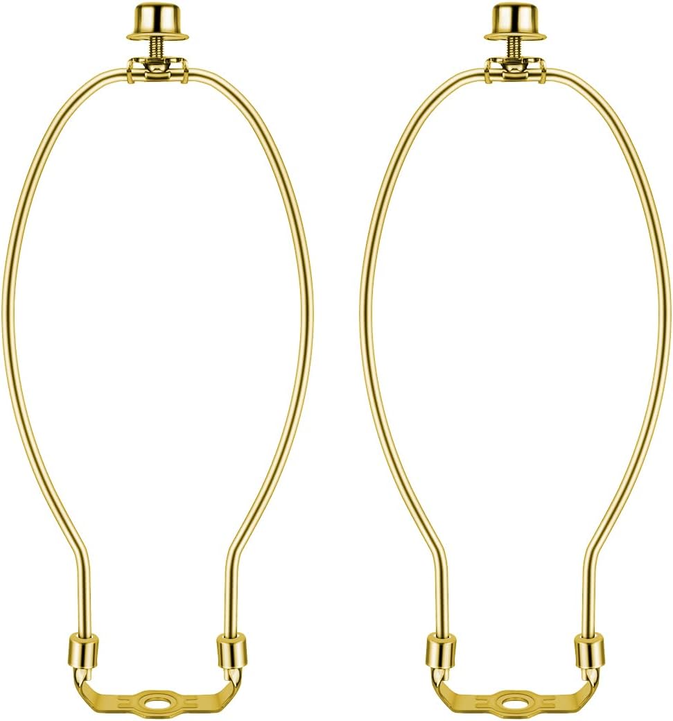 2 Pcs 10Inch Lamp Shade Harp Holders Detachable Heavy Duty DIY Lighting Accessories for Floor Lamps and Table Finials (Polished Brass) - Image 1