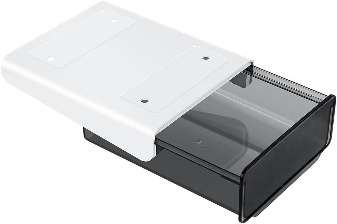 1 Pcs Under Desk Drawer, Under Table Hidden Organizer, Plastic Self-adhesive Slide out Under Desk Storage Drawer for Office Dresser Home School Stationery Kitchen (Black) - Image 1