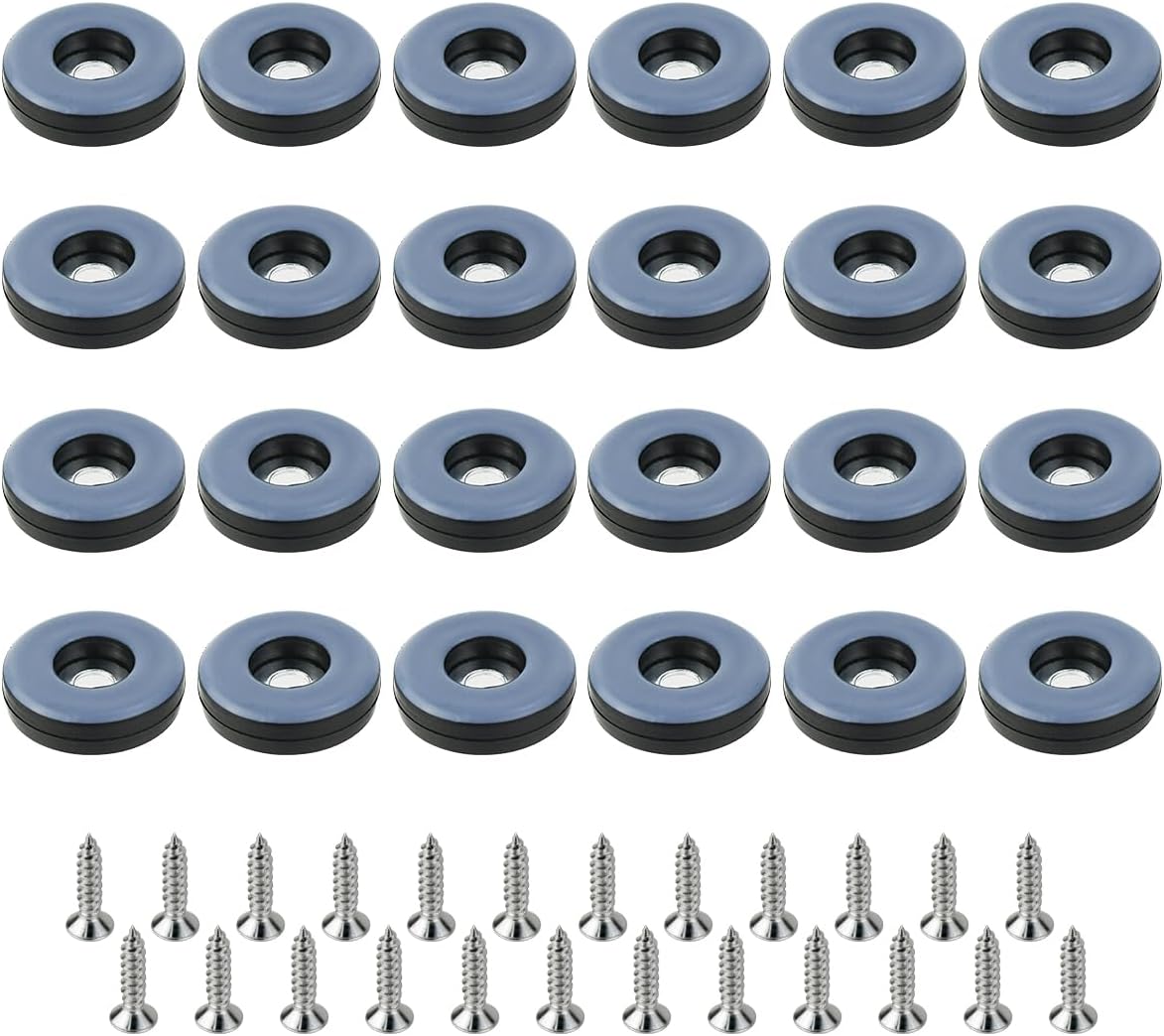 24 Pack Chair Sliders Floor Protectors 1 Inch Teflon Furniture Chair Glides for Effortlessly with Chair Leg Pads That Protects Your Floor (Screw On) - Image 1