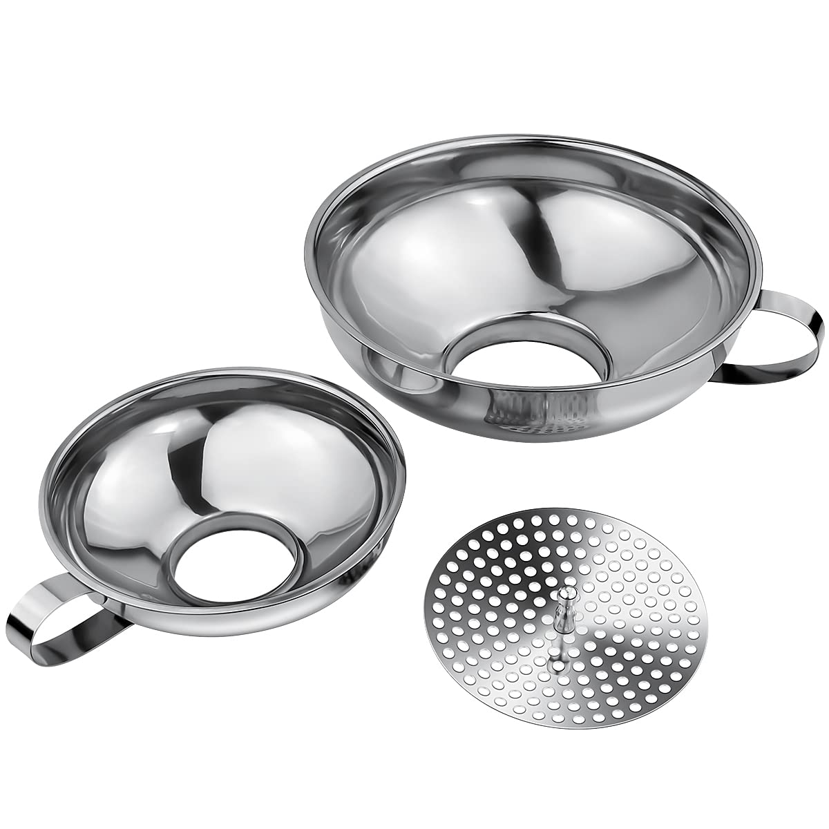 3 Pack Canning Funnel 3-in-1 Stainless Steel Funnel Set Wide Mouth Funnels with Detachable Strainer for transferring Liquid, Powder, jam, Grain, Oil, Spices - Image 1