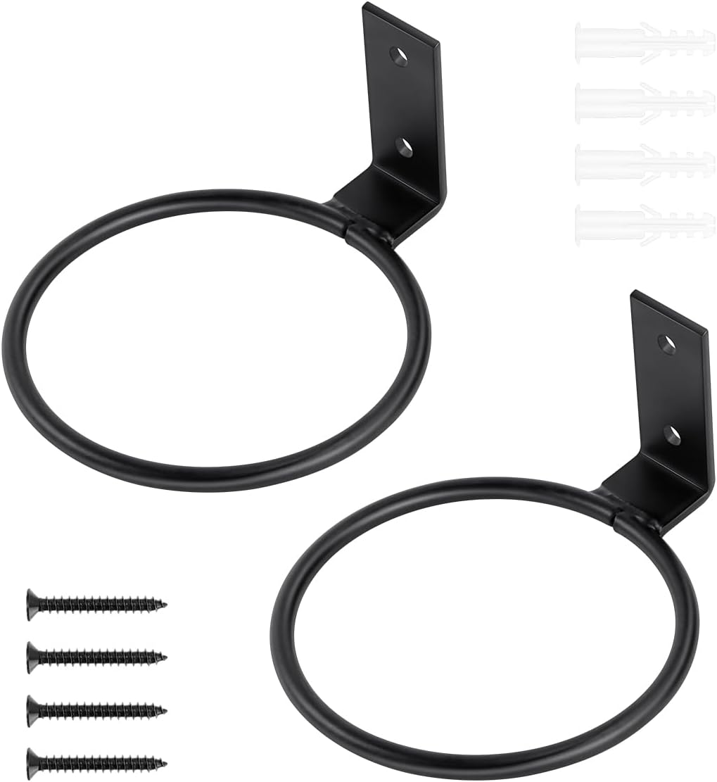 2 Pack Flower Pot Holder Plant Holder Ring Wall Flower Pot Holder Ring for Wall Mount, Metal Planter Hooks for Plant Pots Indoor Outdoor, Black (4.3 Inch) - Image 1