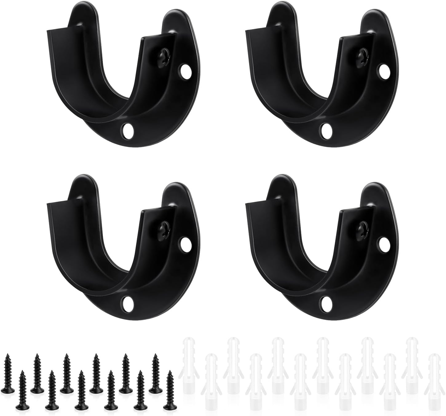 4 Packs Stainless Steel Wardrobe Bracket U-Shaped Rod Socket Flange 1-1/4