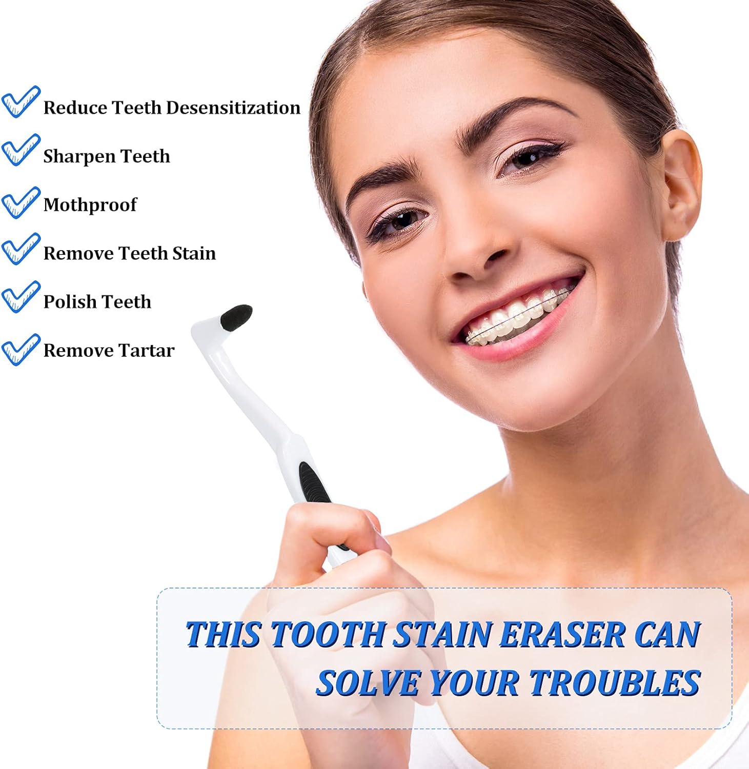 8 Pieces Tooth Stain Eraser Tooth Stain Removers Tartar Remover Plaque Remover for Teeth Dental Polisher Cleaning Kit for Whitening Polishing - Image 3