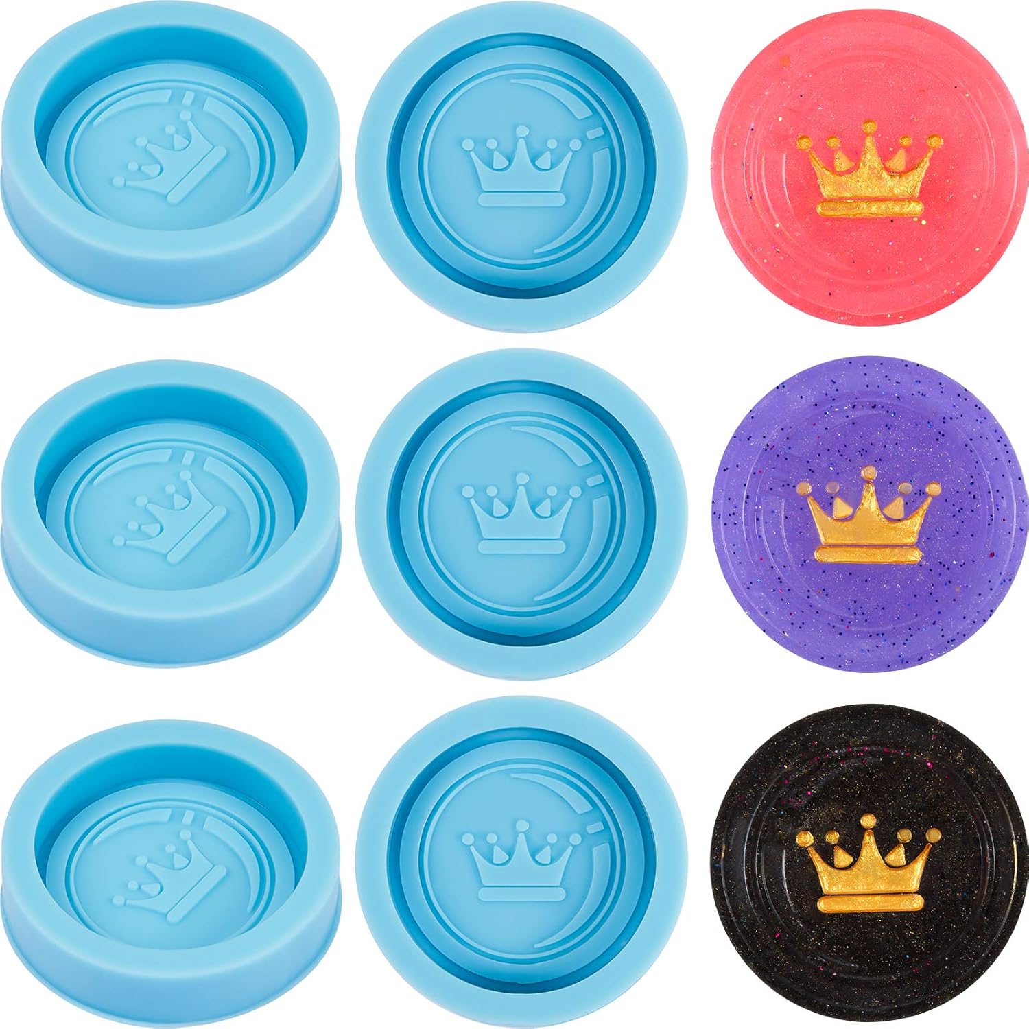 24 Pieces Resin International Chess Molds Silicone Checkers Epoxy Molds Chess Resin Casting Mold for Home Decoration Jewelry Cake Pendant Making Supplies(Blue) - Image 1