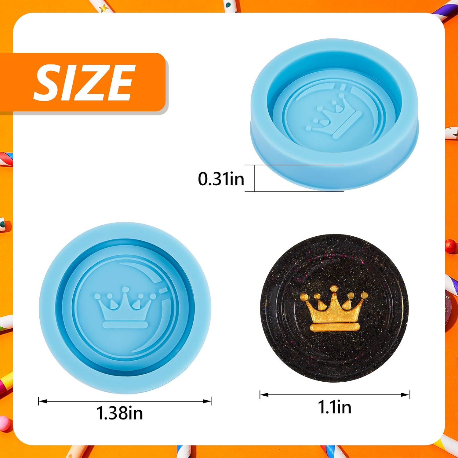 24 Pieces Resin International Chess Molds Silicone Checkers Epoxy Molds Chess Resin Casting Mold for Home Decoration Jewelry Cake Pendant Making Supplies(Blue) - Image 2